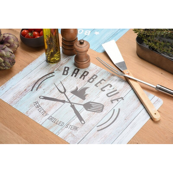 set de table pvc imprimé bbq bois blanchi