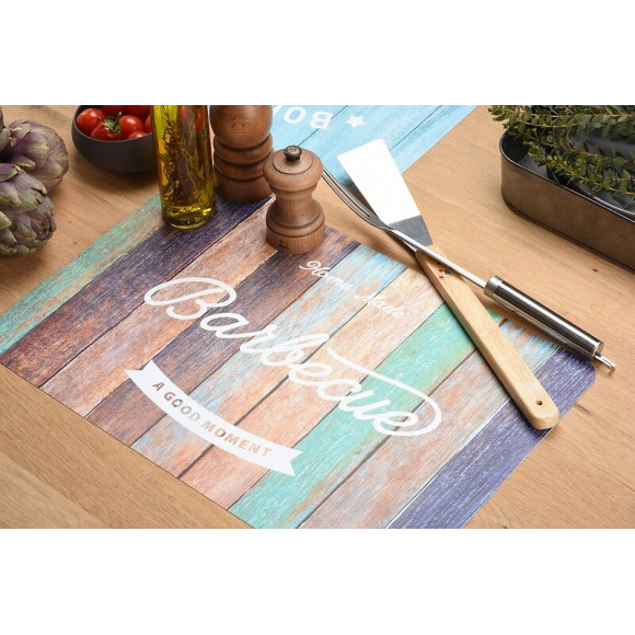 set de table pvc imprimé bbq bois multico