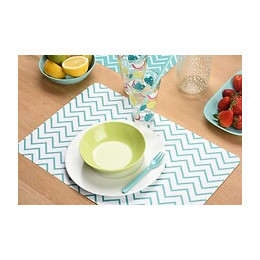 set de table pvc imprimé zigzag fin bleu