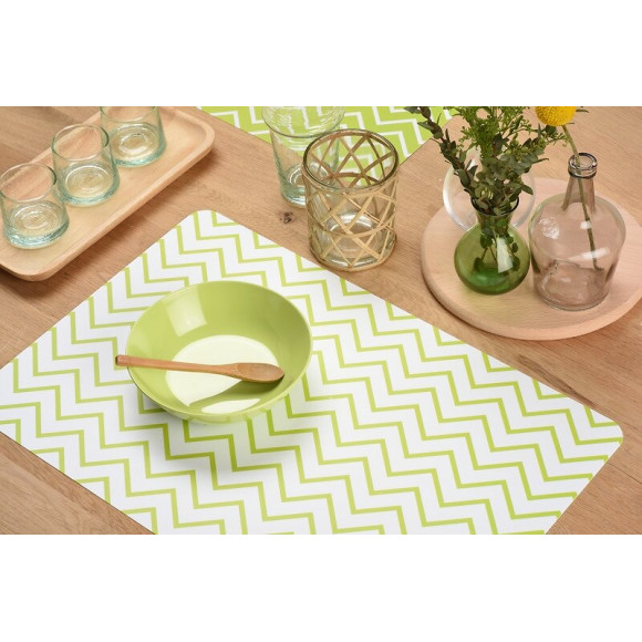 set de table pvc imprimé zigzag fin anis