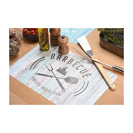 set de table pvc imprimé bbq bois blanchi