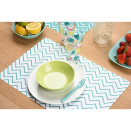 set de table pvc imprimé zigzag fin bleu