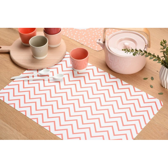 set de table pvc imprimé zigzag fin corail