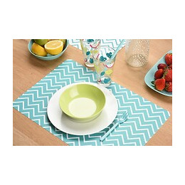 set de table pvc imprimé zigzag épais bleu