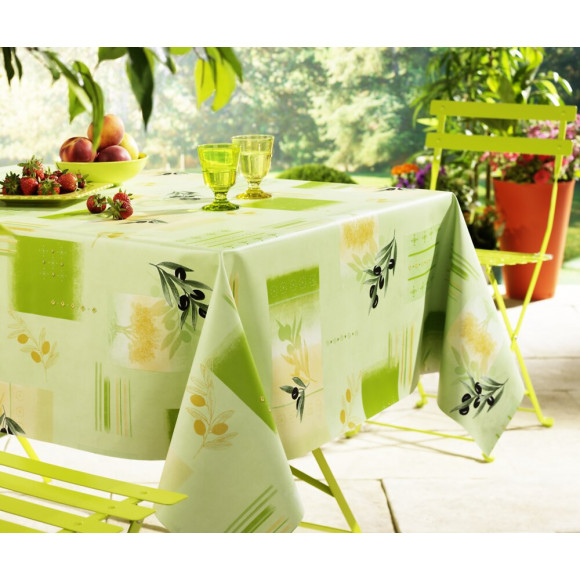 Nappe toile cirée olivier vert rectangle