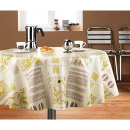 Nappe toile cirée nature lin ronde