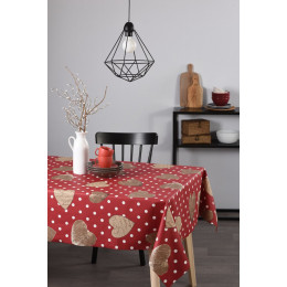 Nappe coton enduit coeur ardoise rouge rectangle