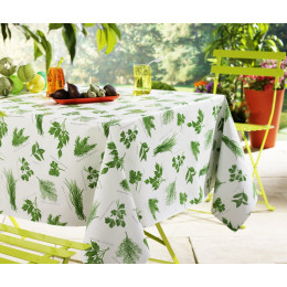 Nappe toile cirée aromates vert rectangle