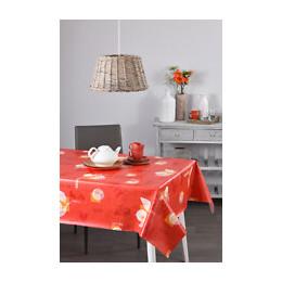 Nappe toile cirée panier rouge carrée
