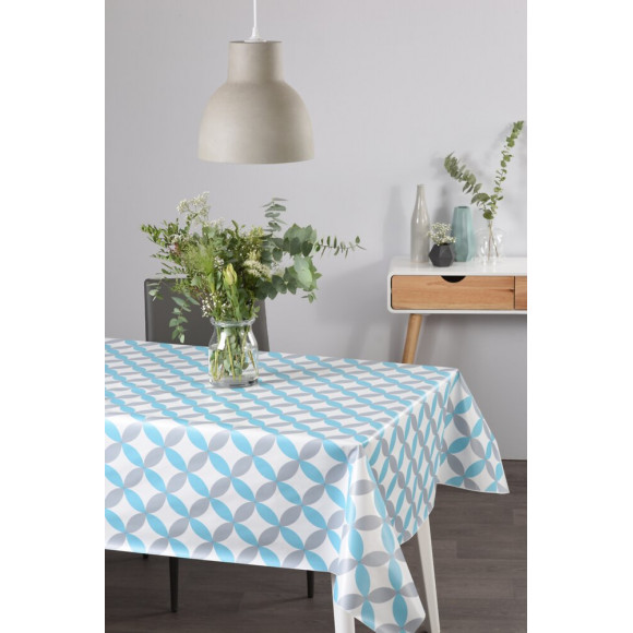 Nappe toile cirée luna blue ronde