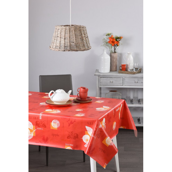 Nappe toile cirée panier rouge rectangle