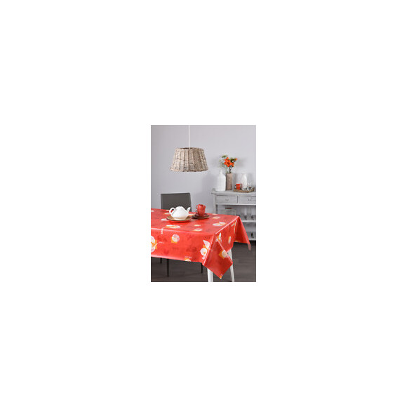 Nappe toile cirée panier rouge rectangle