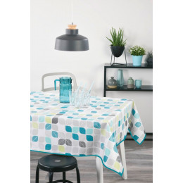 Nappe toile cirée vintage vert ronde