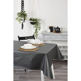 Nappe toile cirée anthracite ronde