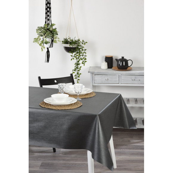 Nappe toile cirée anthracite ronde