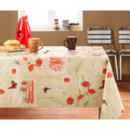 Nappe toile coquelicot sable carrée