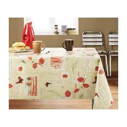 Nappe toile coquelicot sable carrée