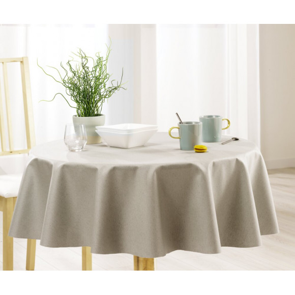 Nappe lin coton ecru ovale