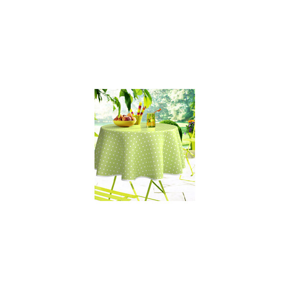Nappe toile cirée pois vert rectangle