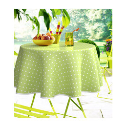Nappe toile cirée pois vert ronde
