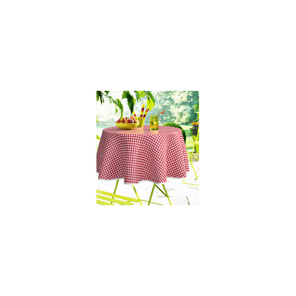 Nappe toile cirée vichy rouge ronde