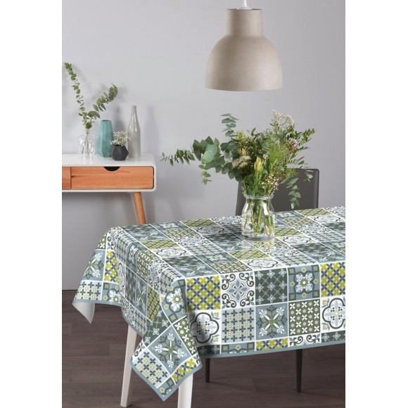 Nappe toile cirée revival grey ovale
