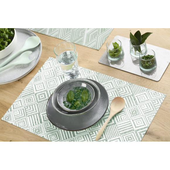 set de table tressé dotted green