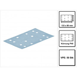 Abrasifs Rectangulaires Stickfix 80x133 Mm Grain 40 Boîte De 50 Pièces