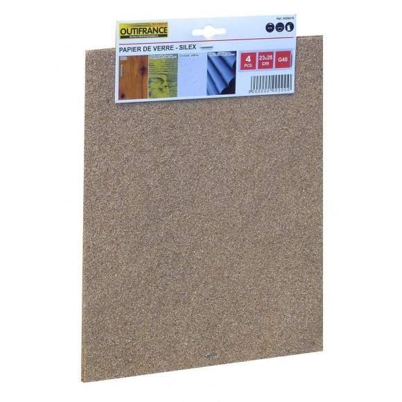 Papier Silex 23x28 Cm Gr.60  - Lot De 4 Feuilles