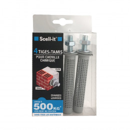 4 tiges acier M8x110 + 4 tamis