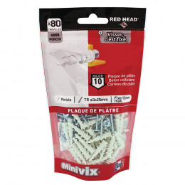 Doypack de 80 chevilles Minivix + vis TR 3x25mm