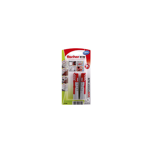 Blister de 2 chevilles tous matériaux DUOPOWER 14x70mm
