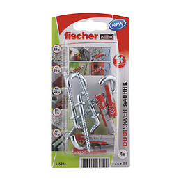 4 chevilles tous matériaux DUOPOWER 8x40mm + crochets ronds
