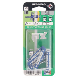Blister de 5 chevilles Mx 8x50mm + vis TF 4.5x55mm