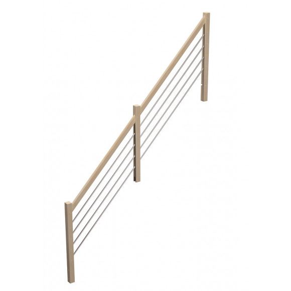 Rampe bois-aluminium G escalier droit Jura