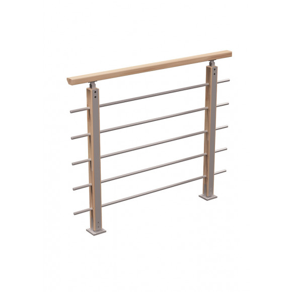 Garde-corps chêne-alu 120cm escalier AUVERGNE