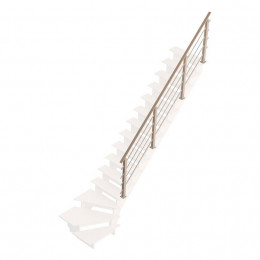 Rampe type H hêtre alu esc. quart tournant BRETAGNE