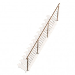 Rampe type H hêtre alu escalier droit BRETAGNE
