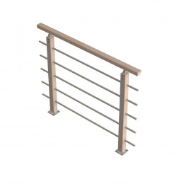 Garde-corps étage type H hêtre/alu 120cm