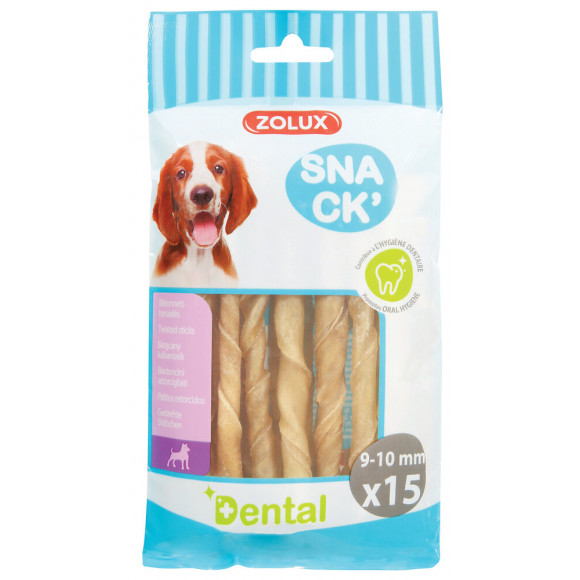 Friandises chien batonnet torsadé au fluor 9/10