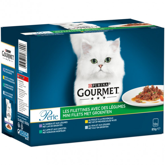 Sachets repas chat Perle Les Filettines - Légumes 12x85g