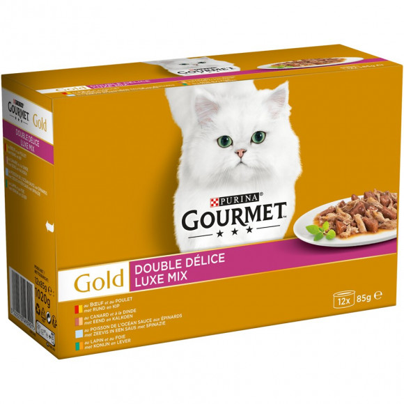 Boite repas chat adulte Double Délice - 12x85g