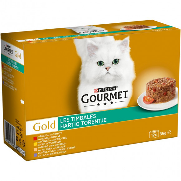 Sachets repas chat Gold Les Timbales - Multivariétés Légumes - 12x85g
