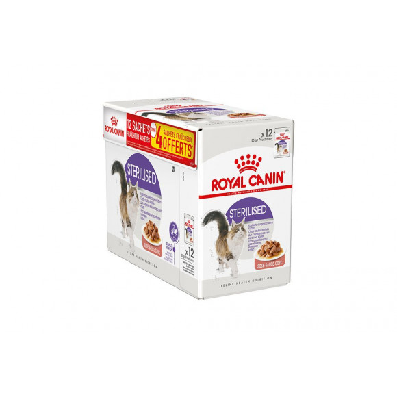 Aliment chat STERILISED SAUCE 12x85g dont 4 gratuit