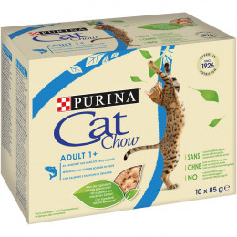 Sachets repas chat adulte - Saumon et Haricots verts - 10x85g