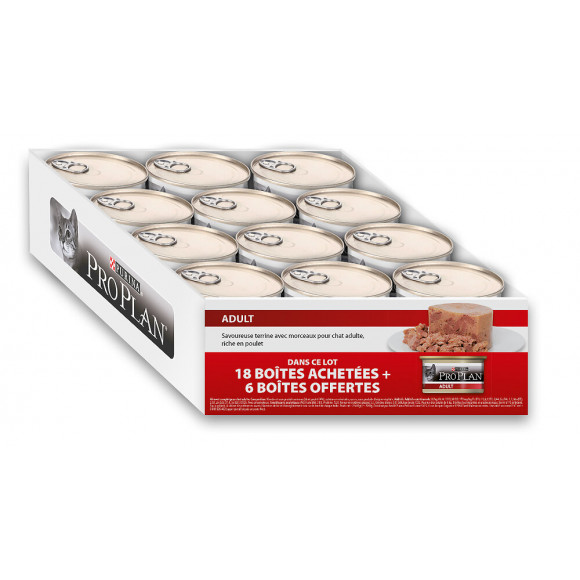 Boites chat adulte - Terrine riche en Poulet - 18 boites 85g