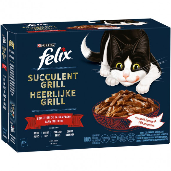 Aliment Chat adulte Succulent Grill, Sélection Campagne sachets 12x80g