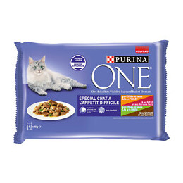 Paté Spécial Chat difficile, effilés en sauce sachets 4x85g