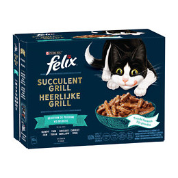 Aliment Chat adulte Succulent Grill, Sélection Poisson sachets 12x80g