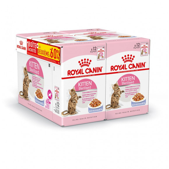 Aliment chat KITTEN STERILISED GELEE 12x85g 1+1 A-60%